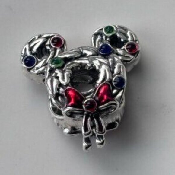 Authentic Disney Mickey Mouse Christmas Wreath Pandora Charm - Picture 3 of 5